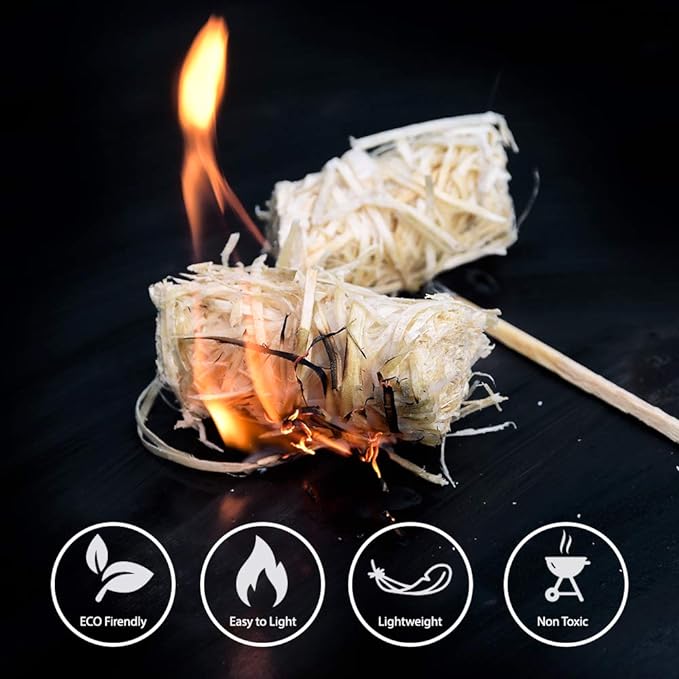 KEPLIN Natural Firelighters - 200 Pack | Eco Friendly Wood Firelighters | Quick Wood Wax Flame Fire Starters | Safe to Use | Ideal for Stoves, Open Fires, BBQ's & Pizza Ovens