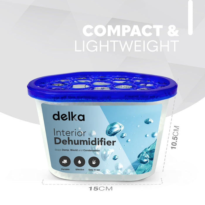 Delka Dehumidifiers 500ml Moisture, Damp Absorbers, Disposable Condensation Remover, Dehumidifiers for Mould Compact & Portable Design for Bedroom, Kitchen, Office, Bathroom, Garage, Wardrobe