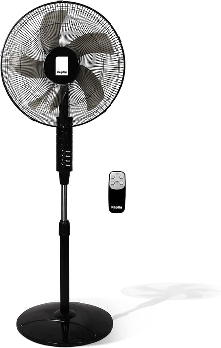 KEPLIN Pedestal Fan with Turbo Wind and Remote Control - 60W, 3-Speed Settings, 7.5-Hour Timer, Oscillating, Adjustable Height and Tilt Head - Ideal fans for Home or Office