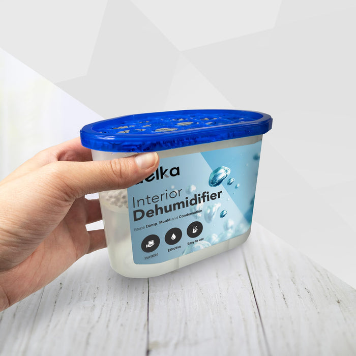 Delka Dehumidifiers 500ml Moisture, Damp Absorbers, Disposable Condensation Remover, Dehumidifiers for Mould Compact & Portable Design for Bedroom, Kitchen, Office, Bathroom, Garage, Wardrobe