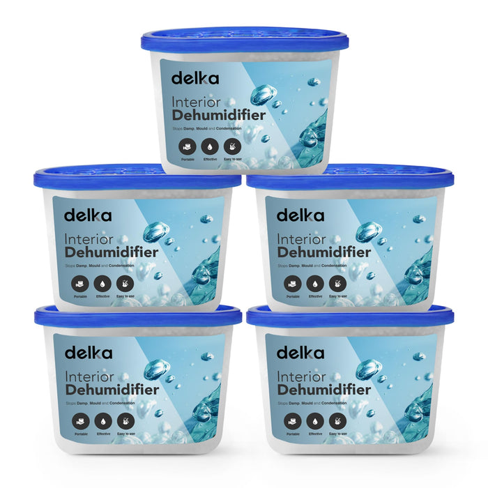 Delka Dehumidifiers 500ml Moisture, Damp Absorbers, Disposable Condensation Remover, Dehumidifiers for Mould Compact & Portable Design for Bedroom, Kitchen, Office, Bathroom, Garage, Wardrobe