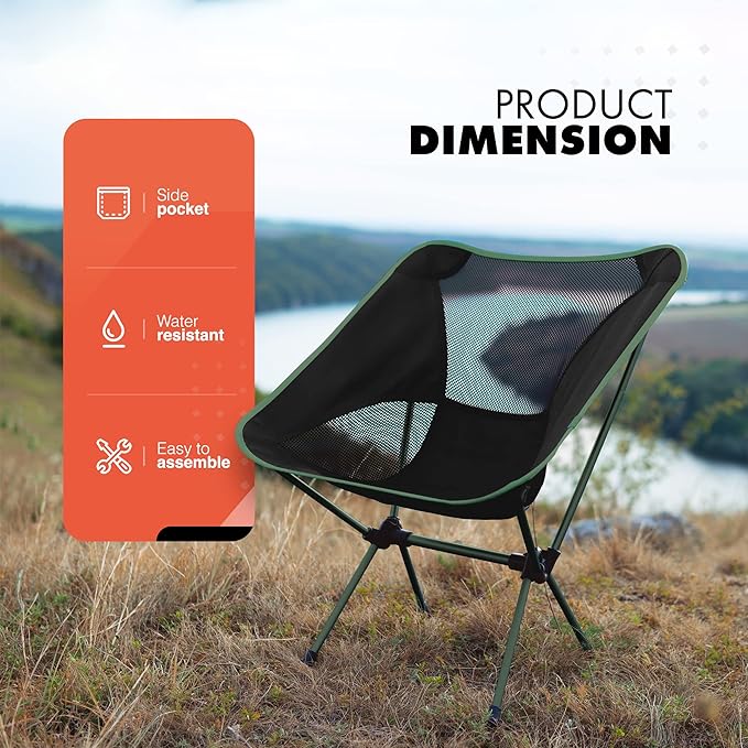 Portable Camping Folding Back Chair with Storage Bag Ultralight