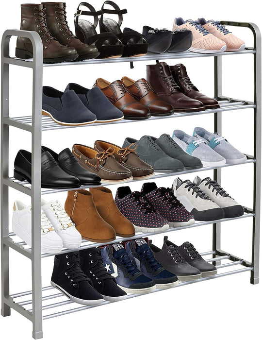 KEPLIN 5 Tier Shoe Rack - Shoe Storage Organiser, Quick Assembly No Tools Required, Holds upto 15-20 pairs (L) 75.5cm x (W) 18.5cm x (H) 75.5cm