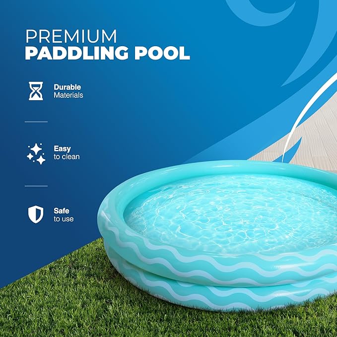 Scoosh Premium Inflatable Swimming Pool, Easy to Inflate Paddling pool for Kids and Adults, Air pump & Repair Patch Included, Waterproof bag provided for Storage (6FT - LINED)