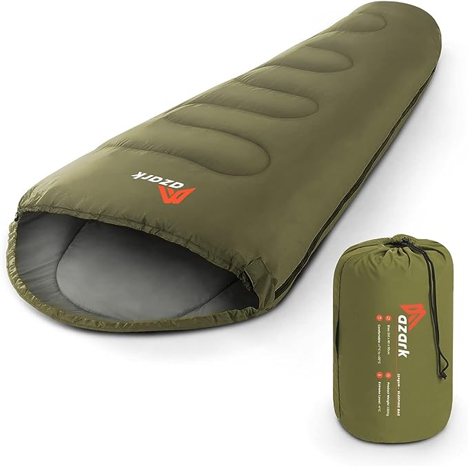 azark Premium Sleeping Bag, 350GSM, Lightweight and Waterproof, 4 Seasons of Camping, Hiking and Outdoors, Sleeping bag for Adults & Kids